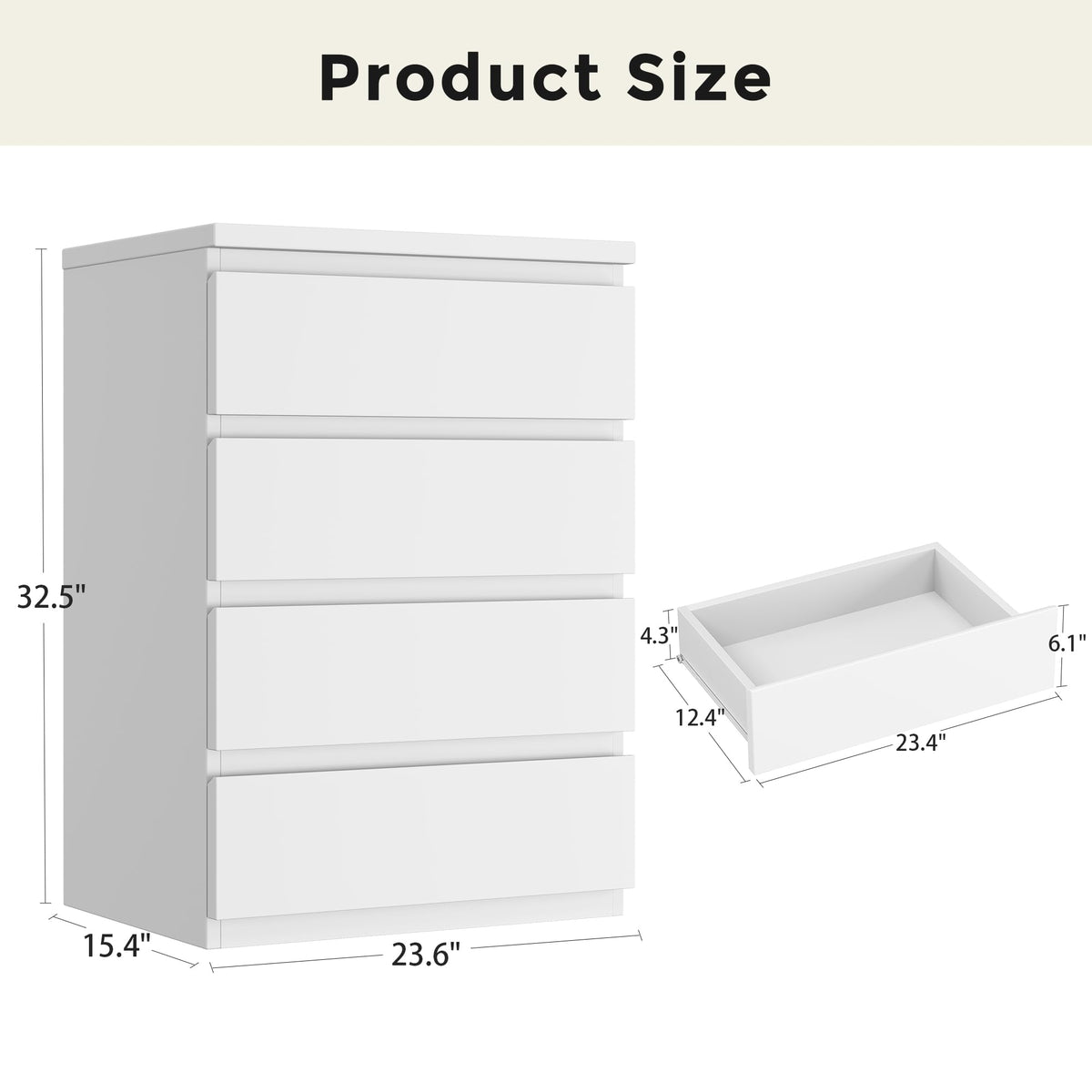 White 4 Drawer Wood Dresser X315468