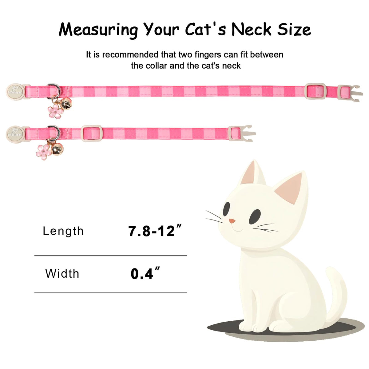 Pink Breakaway Cat Collar with Bell, Bow and Flower Pendant M3595