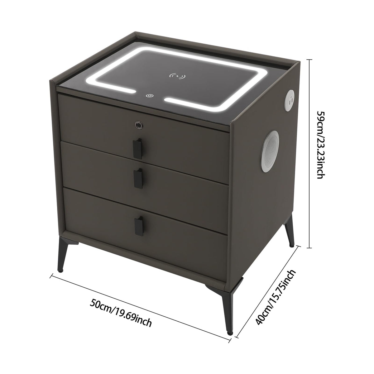Solid Wood Nightstand with 3 Drawers A7386