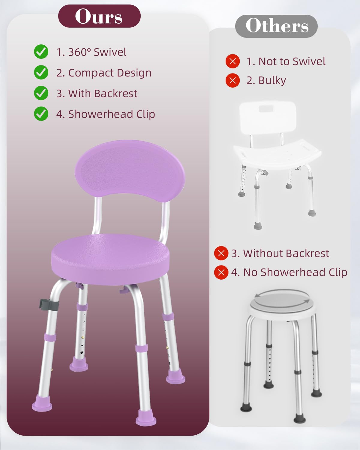 Swivel Shower Chair with Backrest B298471