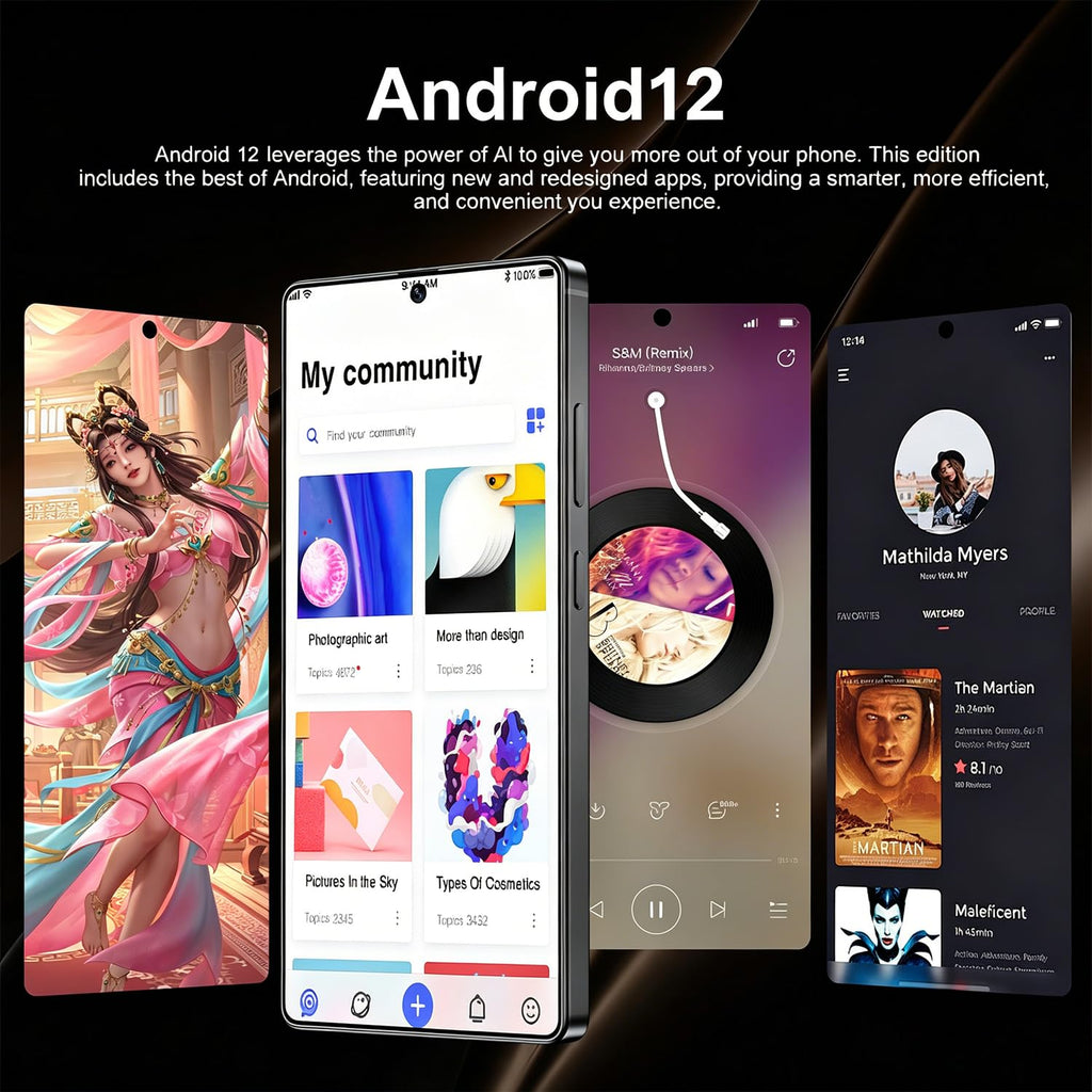 Unlocked 4G Smartphone 6.6" HD Display 4GB+32GB Dual SIM Android 12.0 Black C17309