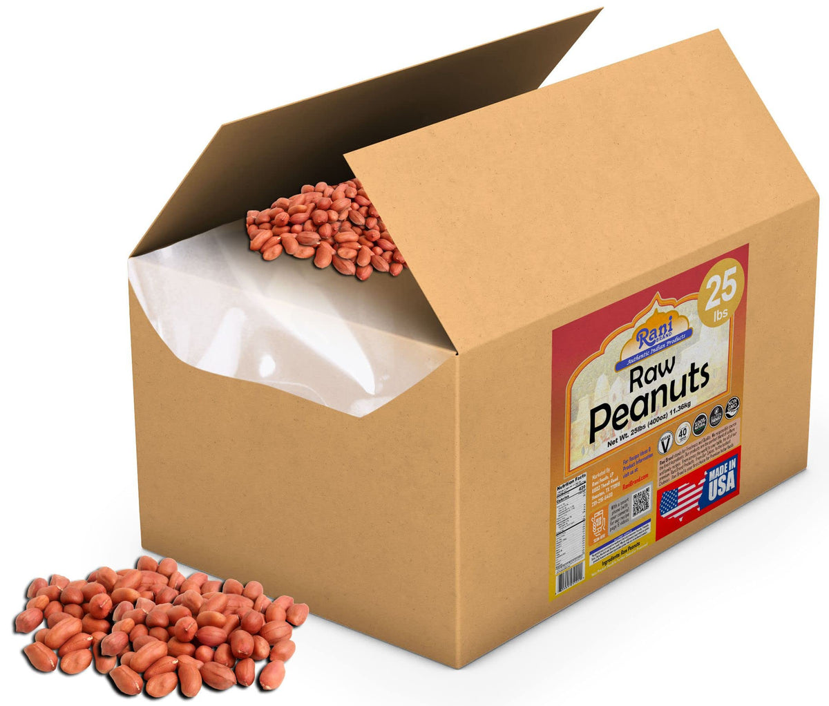 Raw Whole Peanuts With Skin 25lbs Bulk Box U930693