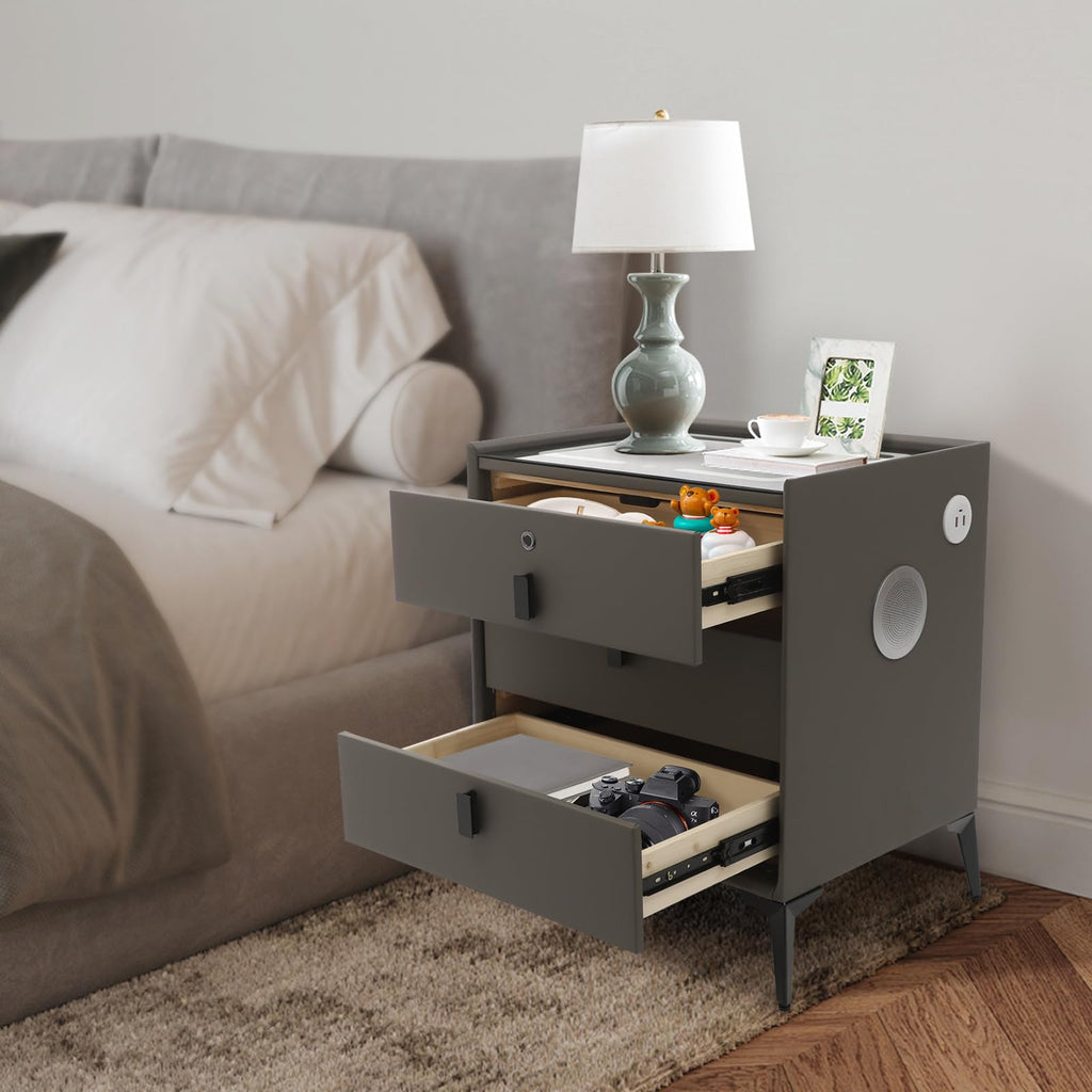 Solid Wood Nightstand with 3 Drawers A7386