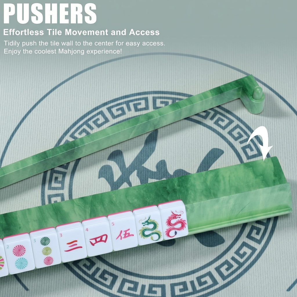 4 Pcs 18.7 Inch Acrylic Mahjong Tile Racks with Pushers E862072