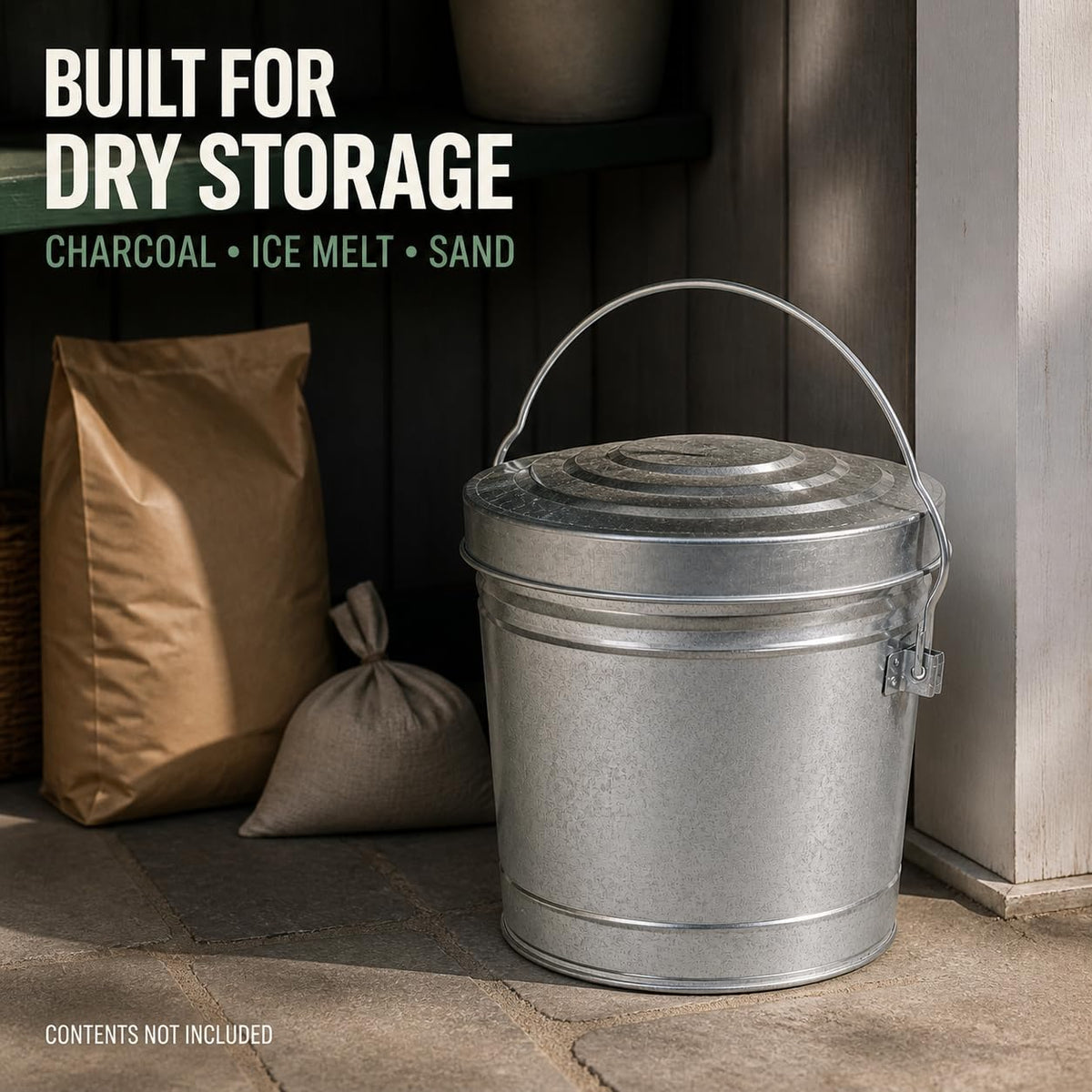 6 Gal Galvanized Steel Storage Can with Locking Lid B28347