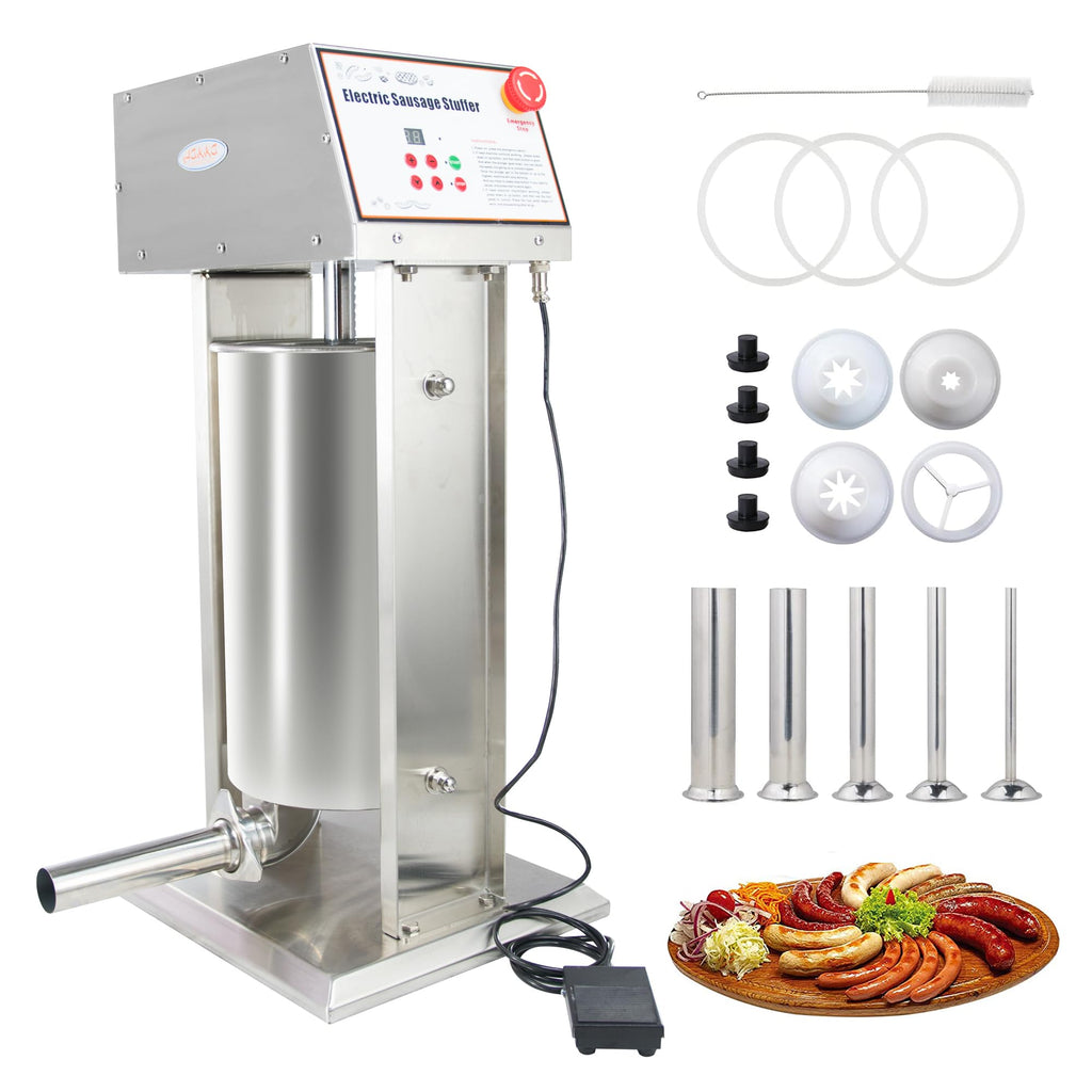 30LB Stainless Steel Electric Sausage Stuffer with 5 Stuffing Tubes R5933