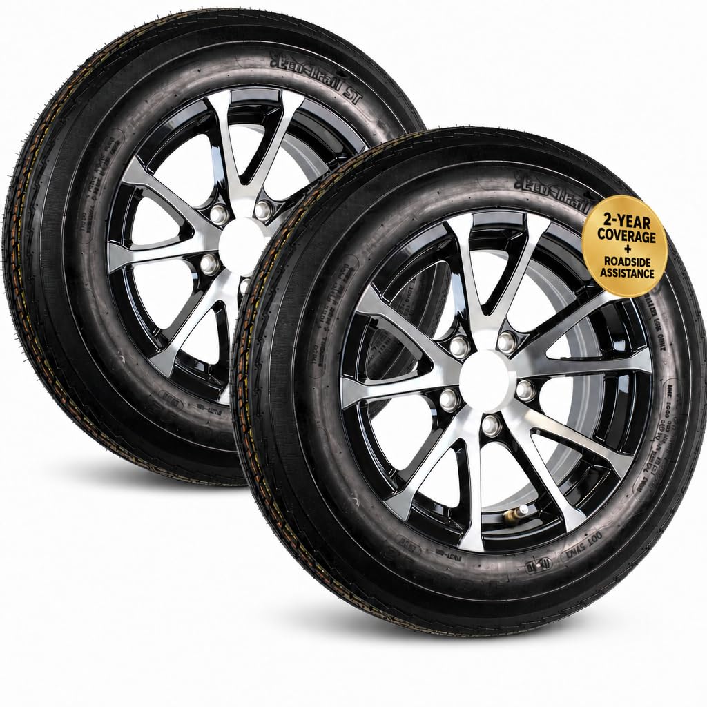 2 Pack Trailer Tire Rim Assembly Black H907064