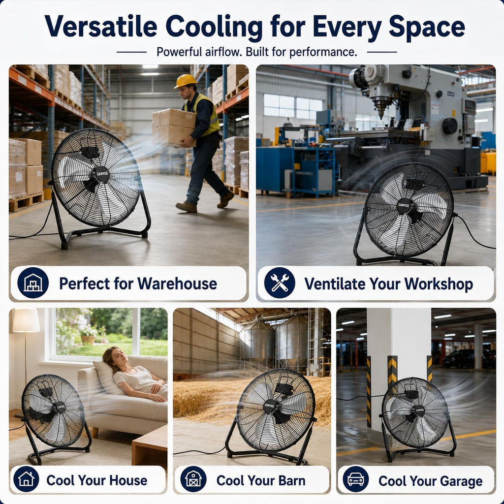 20 Inch Industrial Floor Fan, 3 Speeds, 360° Tilt G730
