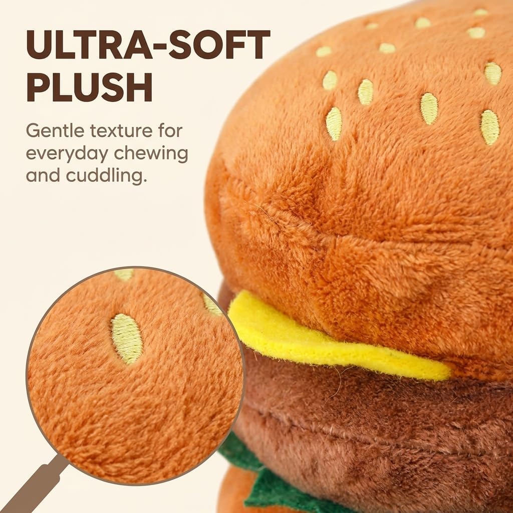 Hamburger Shape Dog Plush Squeaky Toy L2176