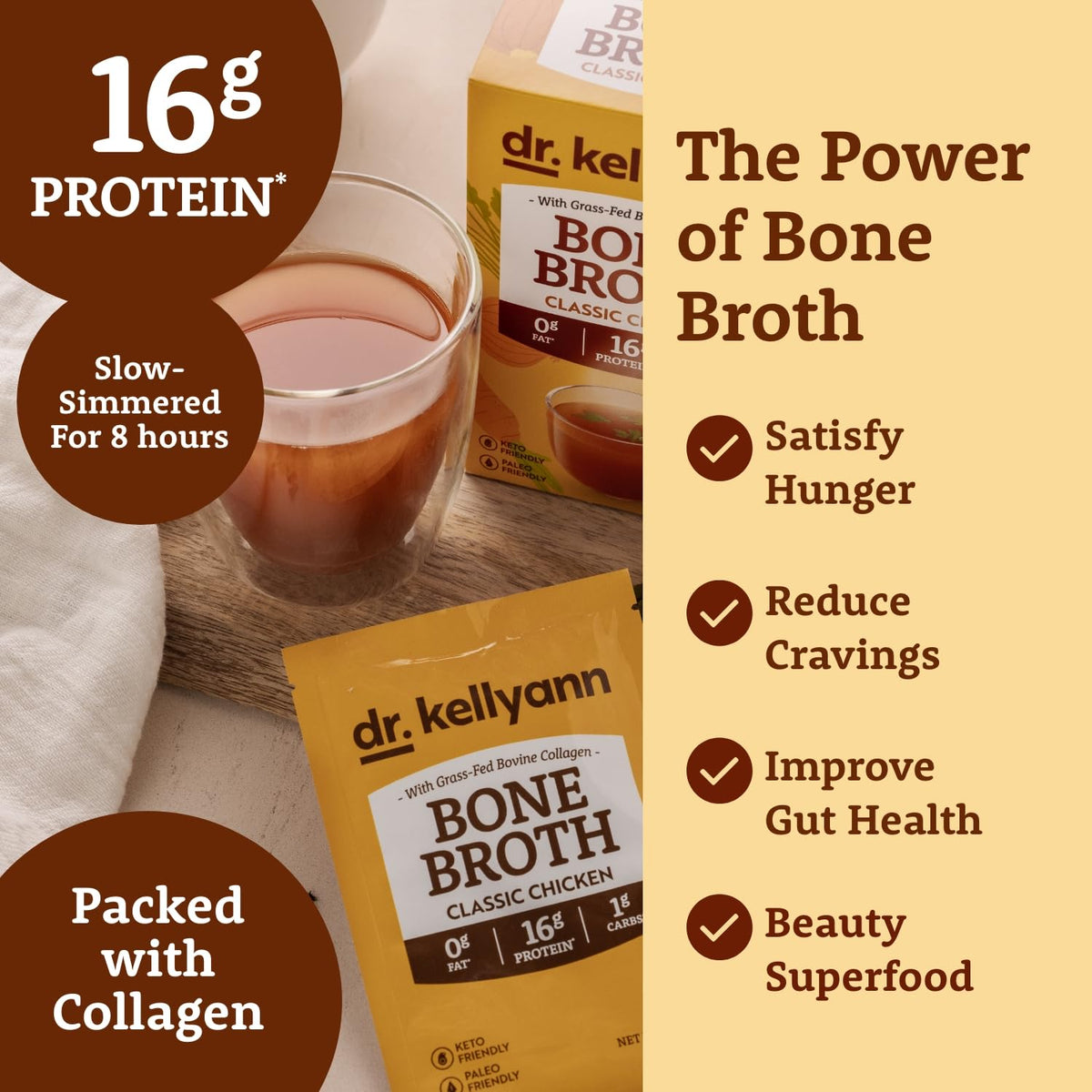 Bone Broth Powder Packets Classic Chicken Flavor 70 servings F3326