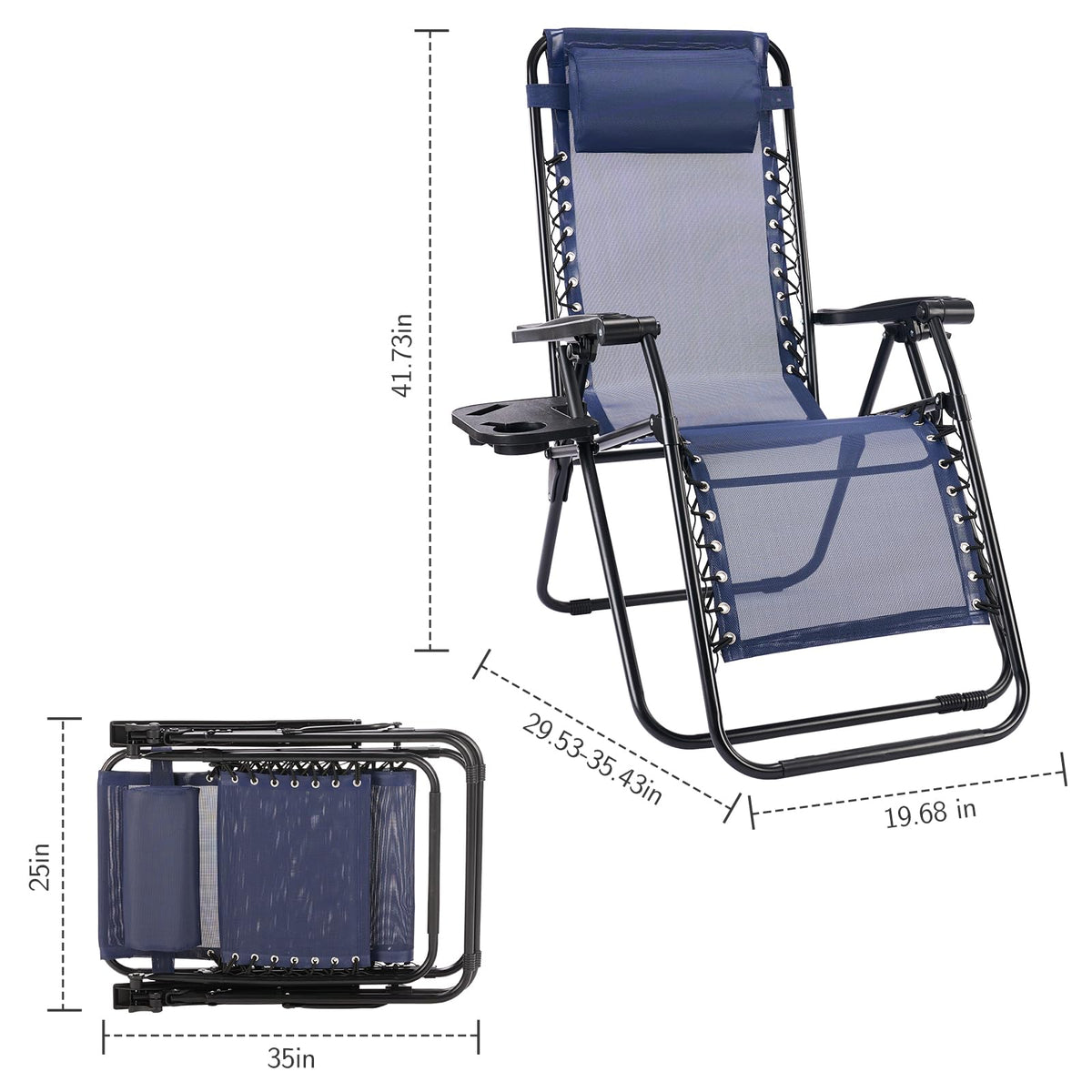 Zero Gravity Chairs Set of 2 Blue I135586