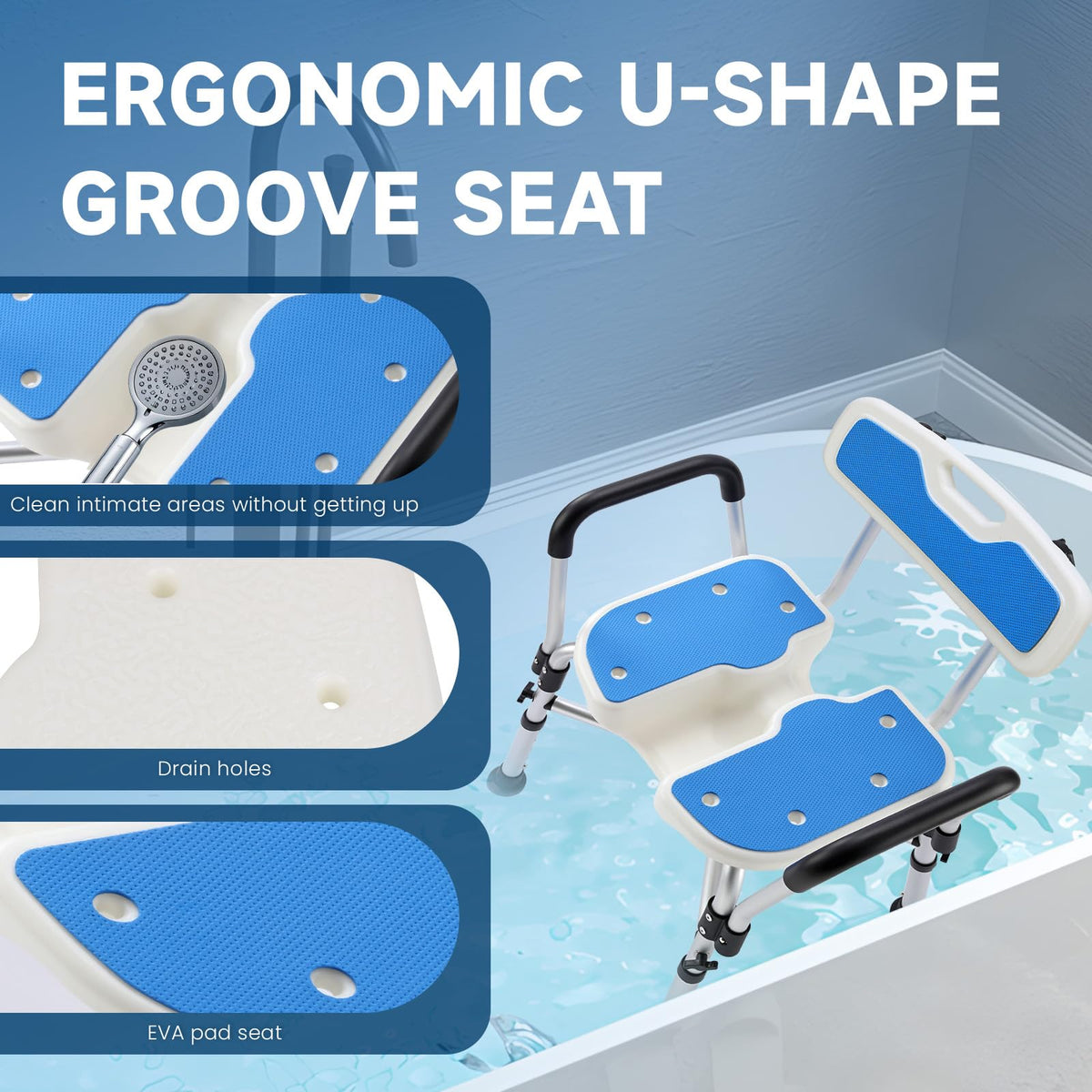 U-Shaped Shower Chair with Arms & Back E84400