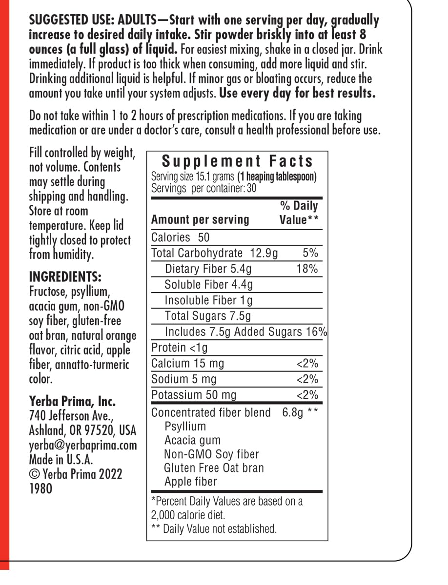Orange Daily Fiber Formula 1 pound Gluten Free G835265