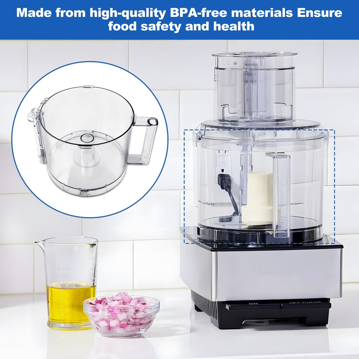 14-Cup Food Processor Working Bowl with 4 Locking Clips E6569