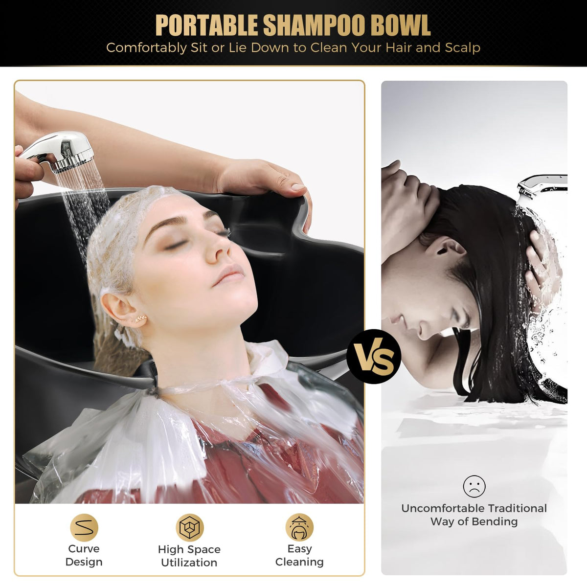 Portable Shampoo Bowl with Electric Pump and 4 Wheels A552