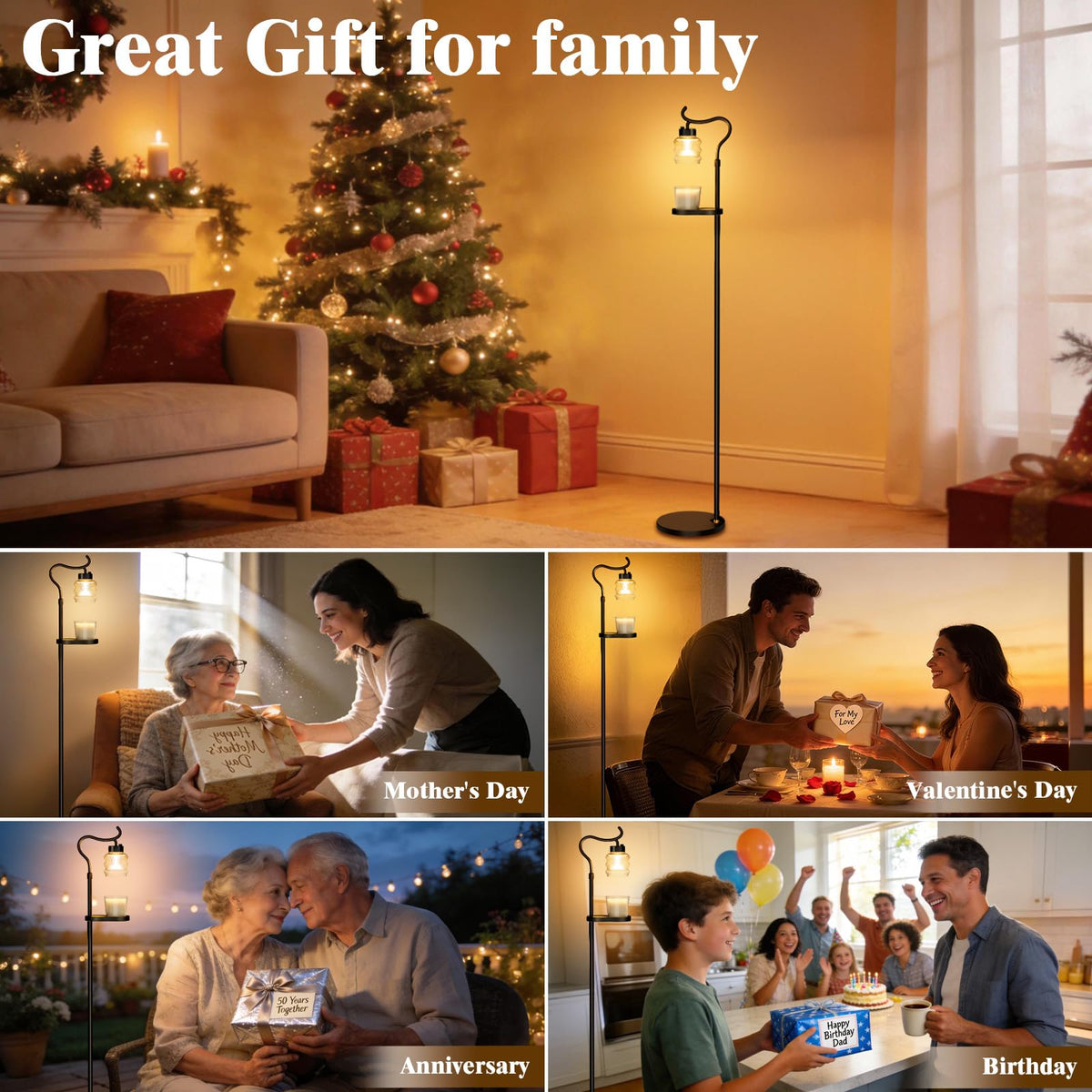 Dimmable Height Adjustable Candle Warmer Floor Lamp with Timer L111679