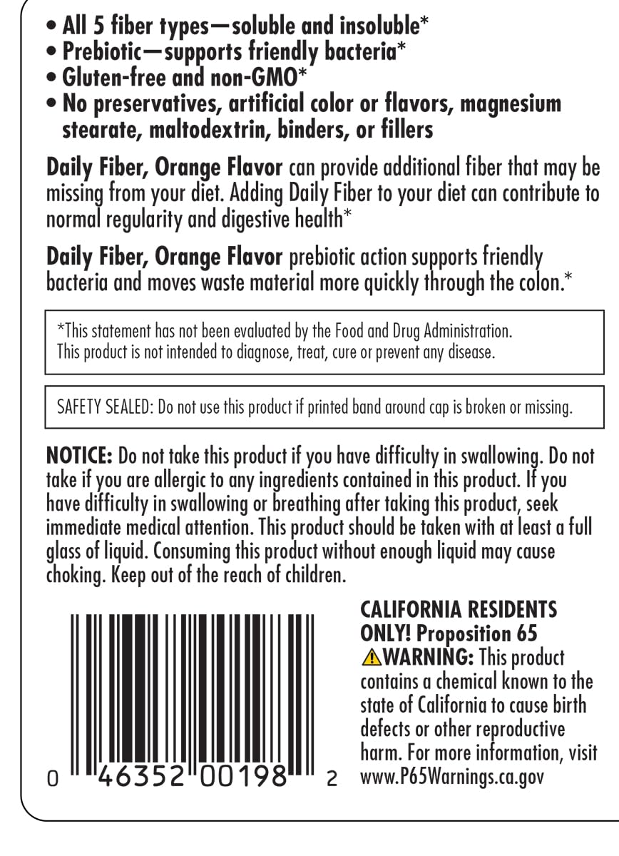 Orange Daily Fiber Formula 1 pound Gluten Free G835265