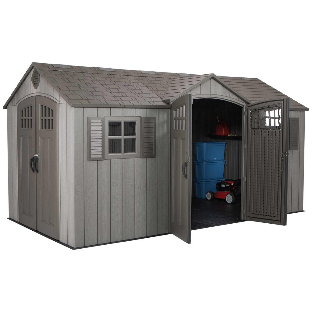 15 ft x 8 ft Gray Resin Outdoor Storage Shed J7921