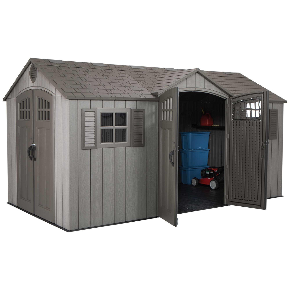 15 ft x 8 ft Gray Resin Outdoor Storage Shed J7921