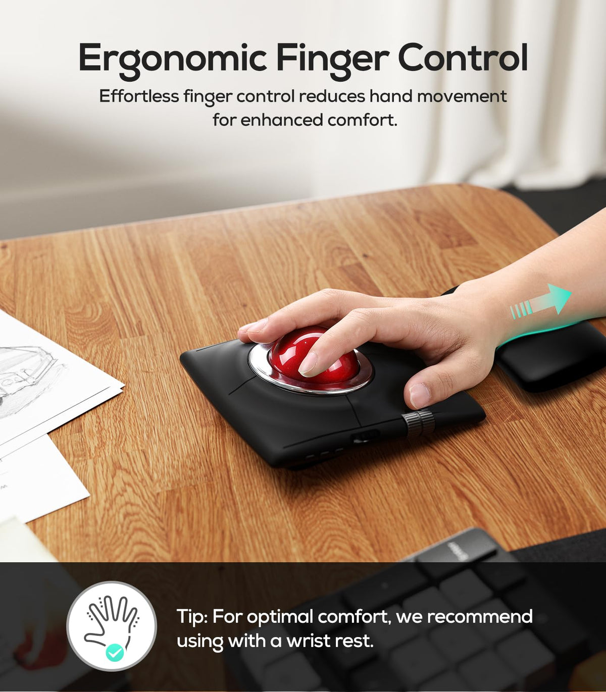 Wireless Ergonomic Trackball Mouse N634416