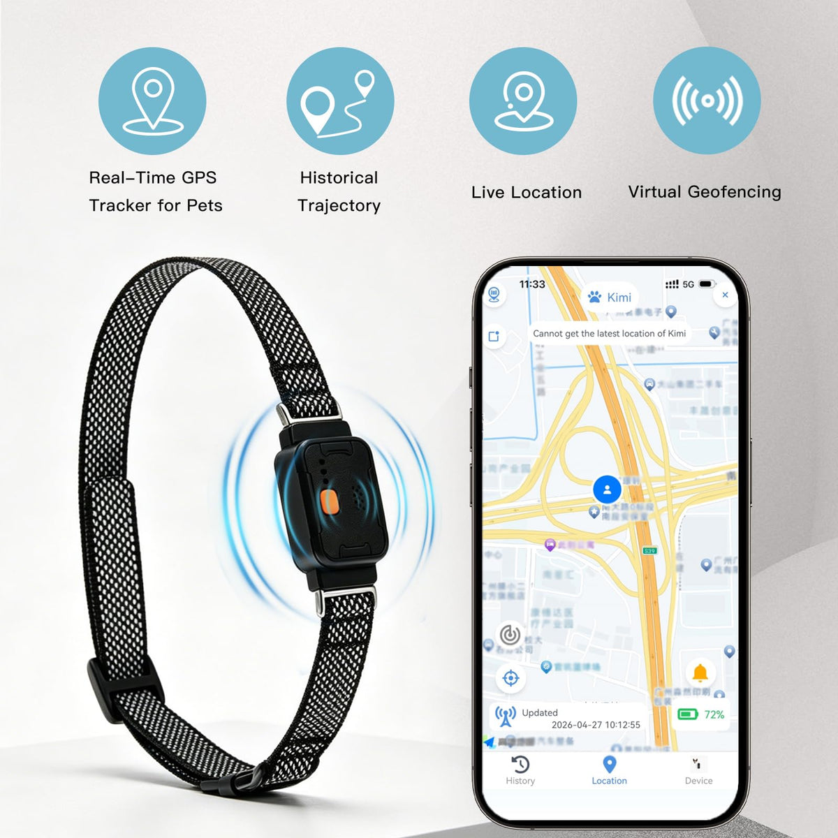 GPS Dog Collar & Pet Tracker Black A86729