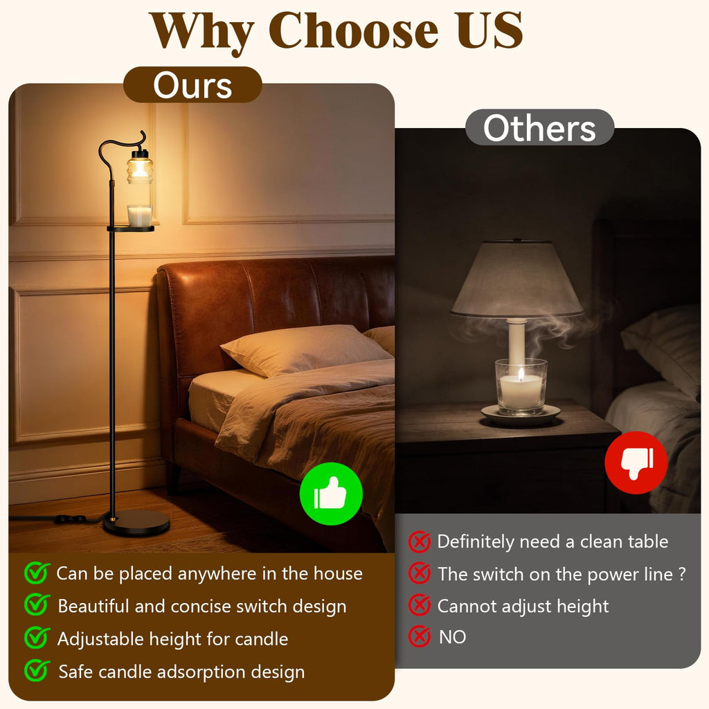 Dimmable Height Adjustable Candle Warmer Floor Lamp with Timer L111679