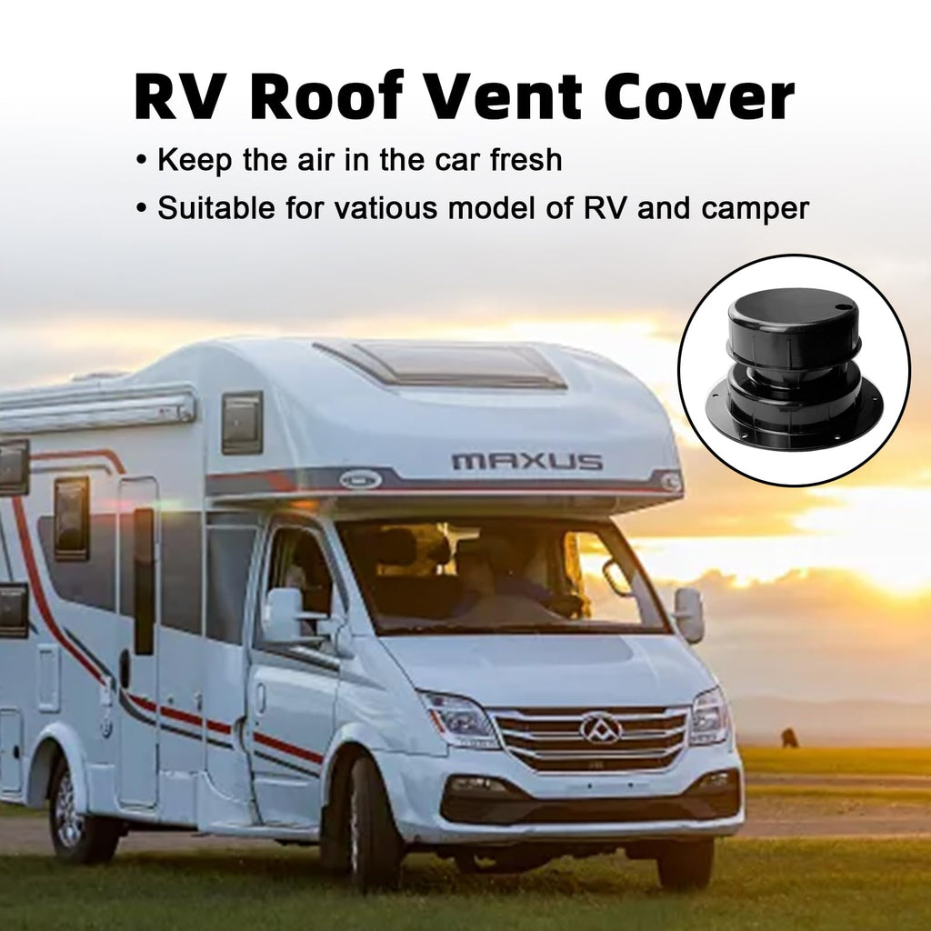 RV Plumbing Vent Caps Kit 2Pcs Plastic Roof Sewer Vent Cover Caps Black P10150