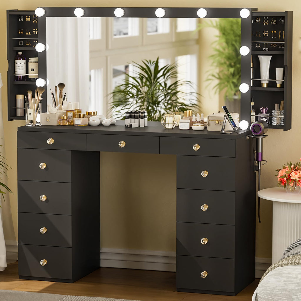 Black Vanity Desk with Mirror T202085