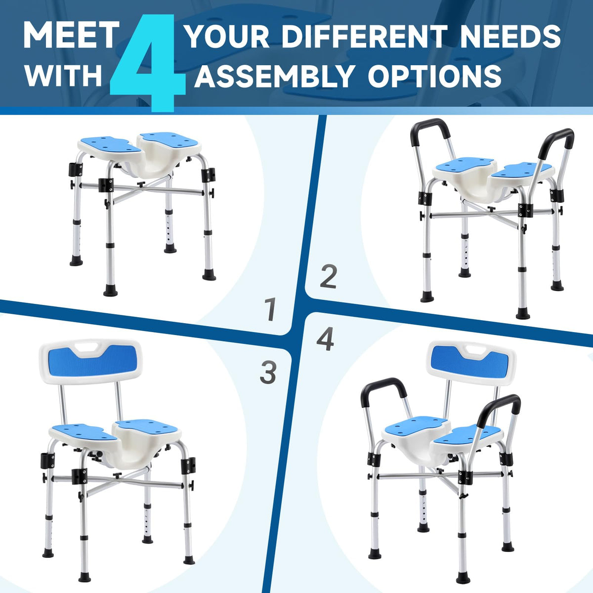 U-Shaped Shower Chair with Arms & Back E84400