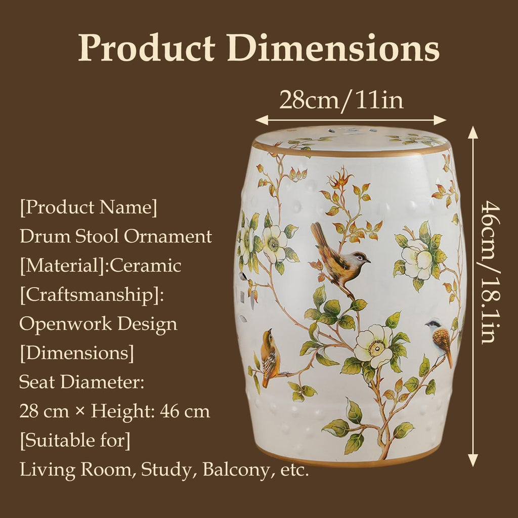 Hand-Painted Ceramic Drum Stool W60862