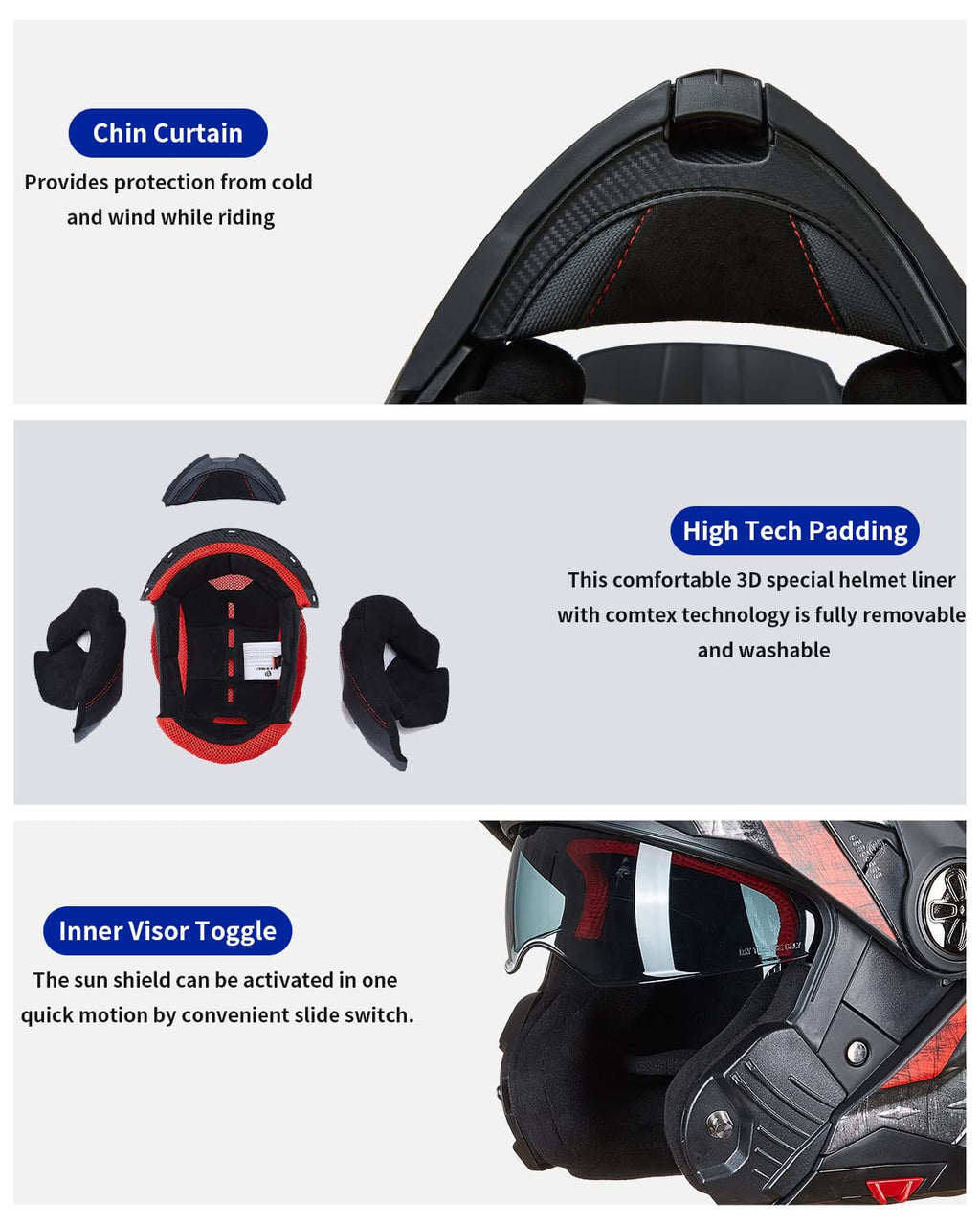 Full Face Modular ATV Helmet with Anti Fog Visor W193
