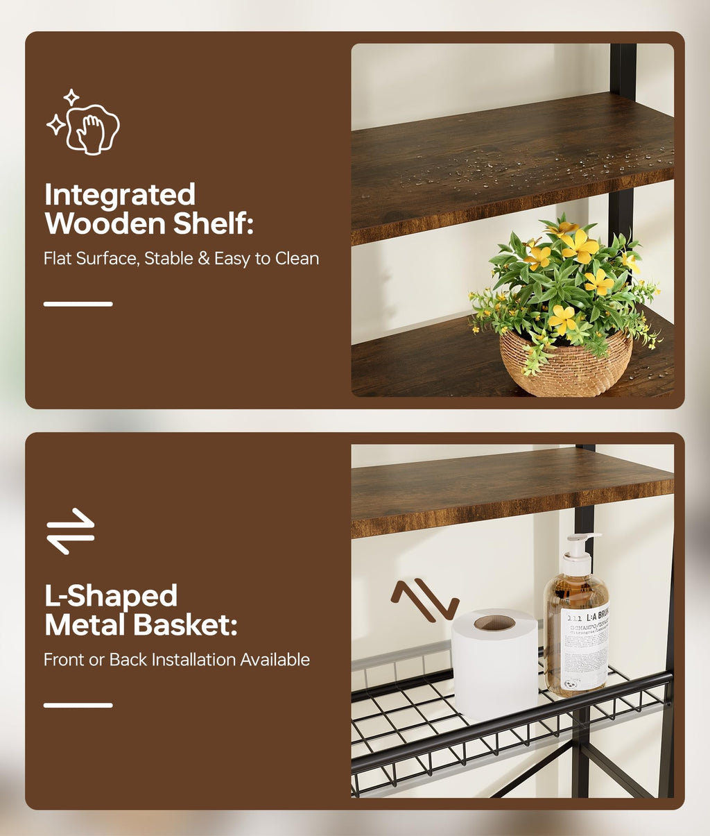 Brown 4-Tier Over-the-Toilet Storage Rack Z9159