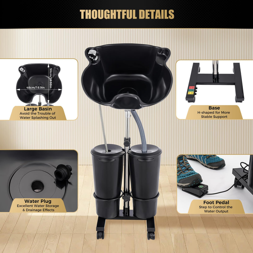 Portable Shampoo Bowl with Water Tank and Electric Pump O2995