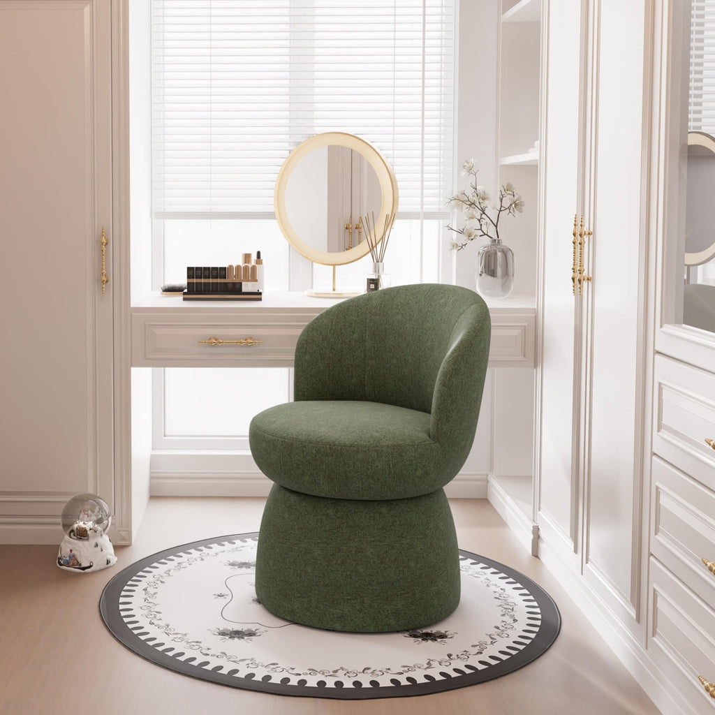 Green Boucle Fabric Swivel Accent Chair Set of 2 P4966