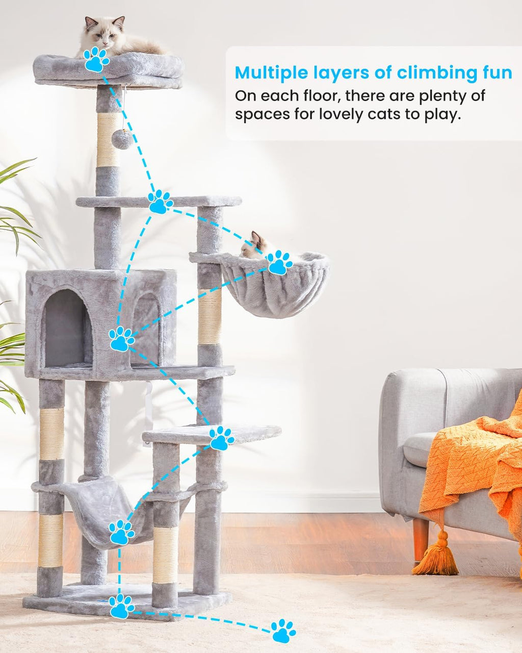 Cat Tree, Multi-Level Sisal Covered Scratching Posts X171532