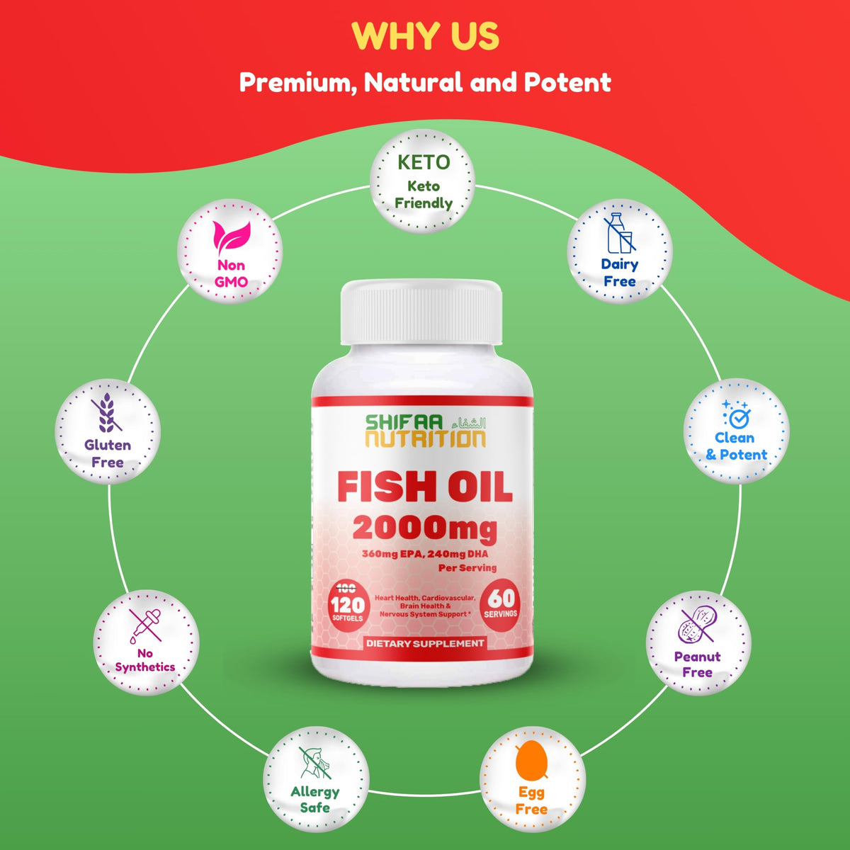 Omega 3 Fish Oil 2000mg 120 Softgels E1759