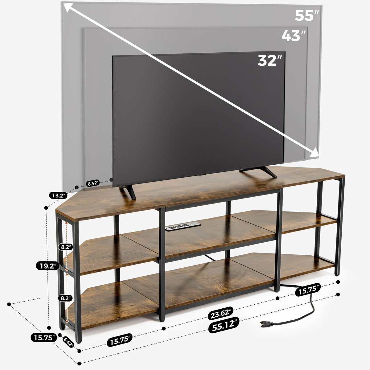 Corner TV Stand with Power Outlet O8498