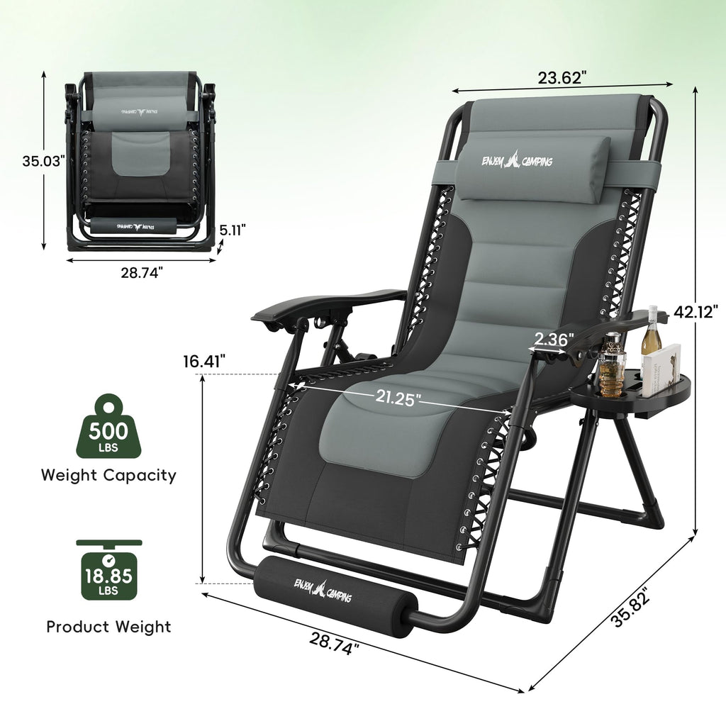Oversized Padded Zero Gravity Reclining Patio Lounge Chair J760