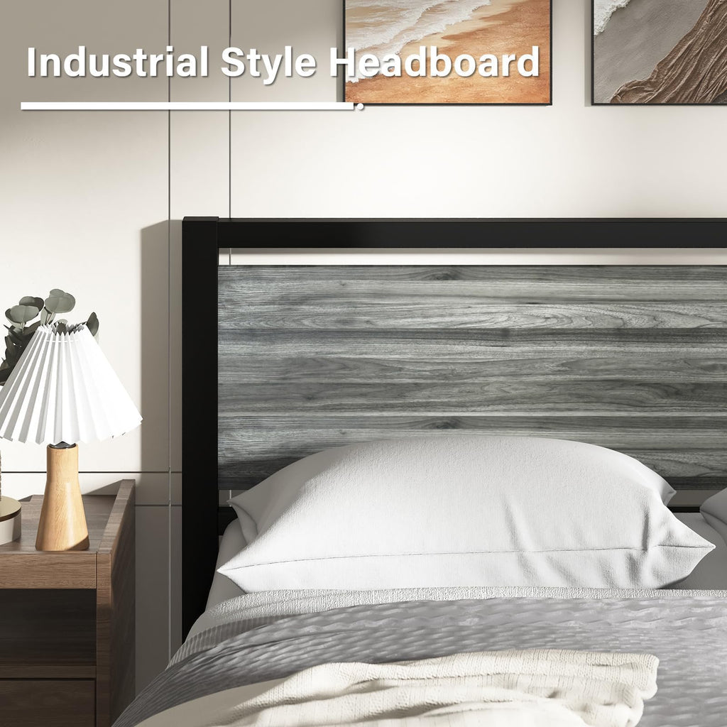 Twin Metal Bed Frame with Industrial Headboard N871829
