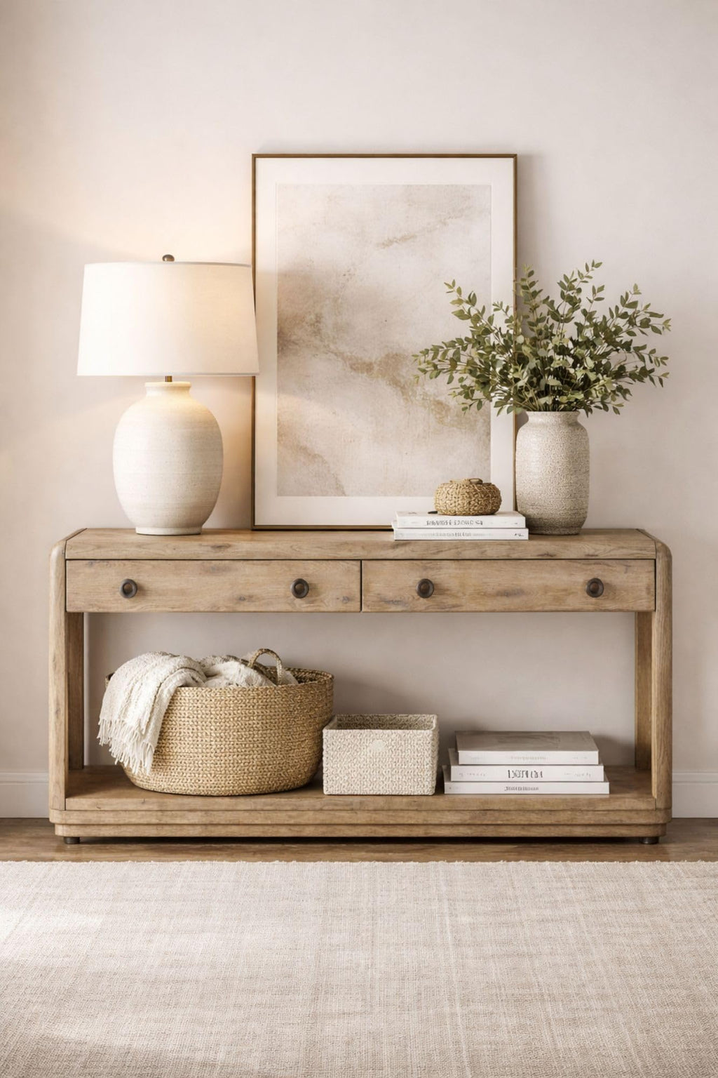 Oak Console Table with Drawers and Storage G57429