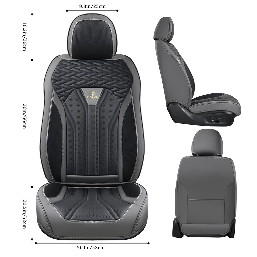 Leather Seat Covers Full Set 5 Seats Gray Black D212