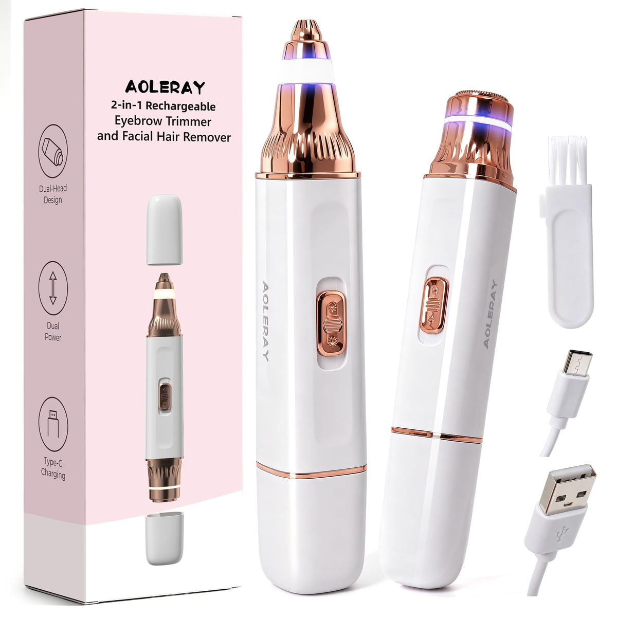 2-in-1 Eyebrow Trimmer & Facial Hair Remover K545
