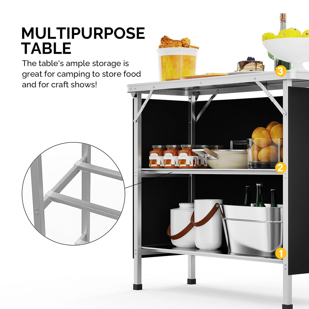 Aluminum 2-Tier Folding Camping Table with Carrying Bag A52421