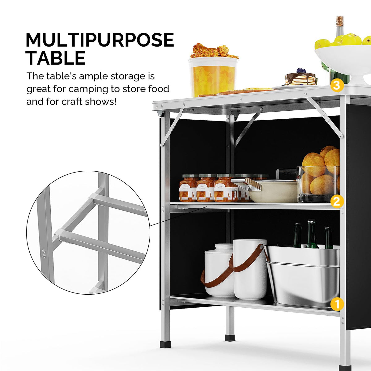 Aluminum 2-Tier Folding Camping Table with Carrying Bag A52421