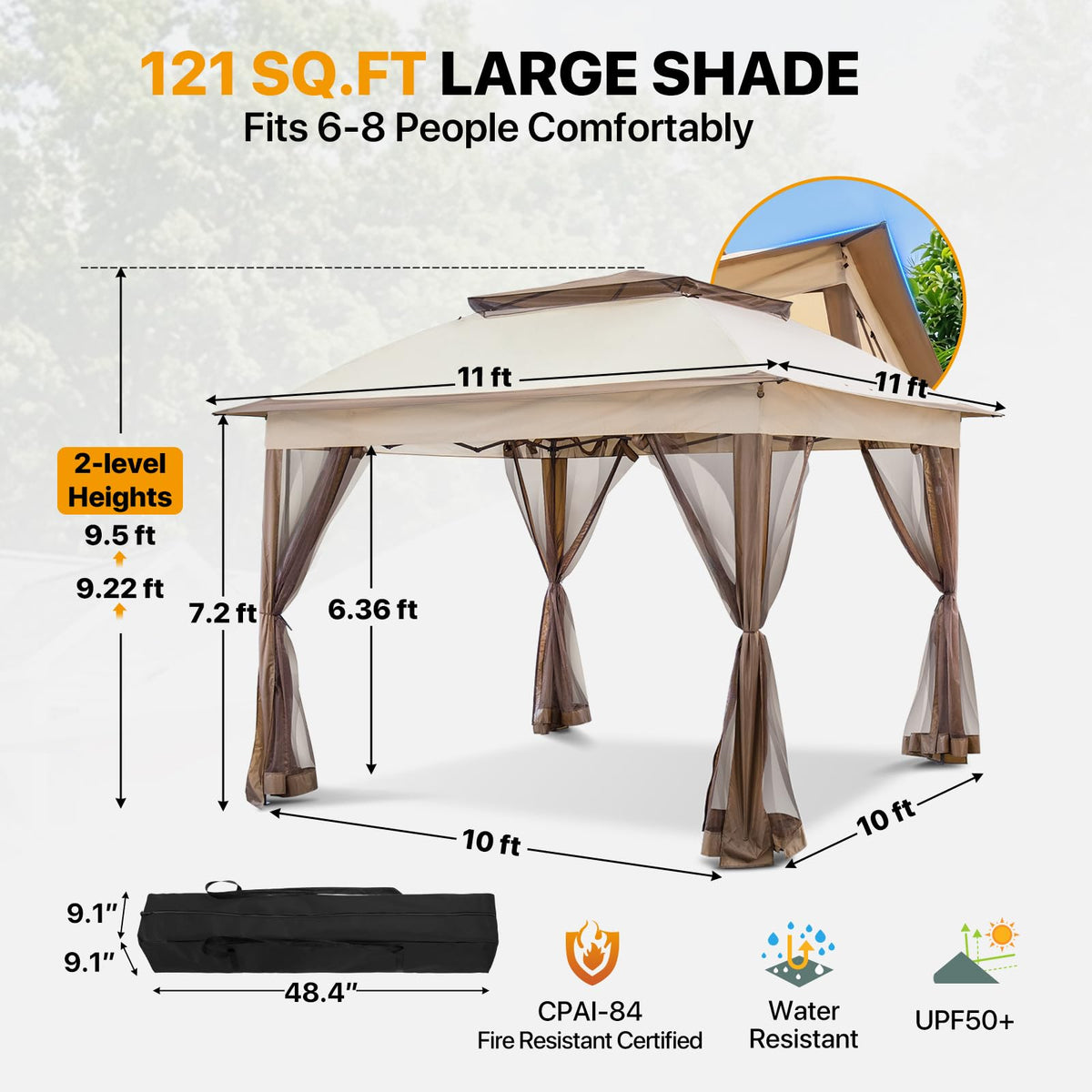 11x11 Pop Up Gazebo with Netting F845225