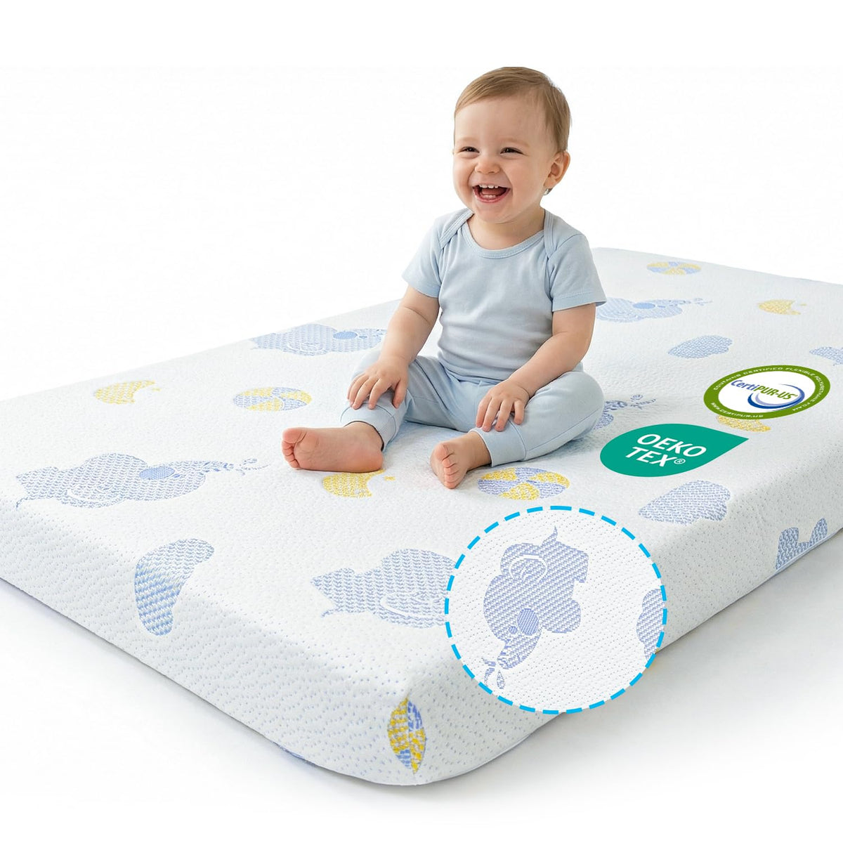 Pack and Play Mattress, 38"x26" Dual Sided Memory Foam F438848
