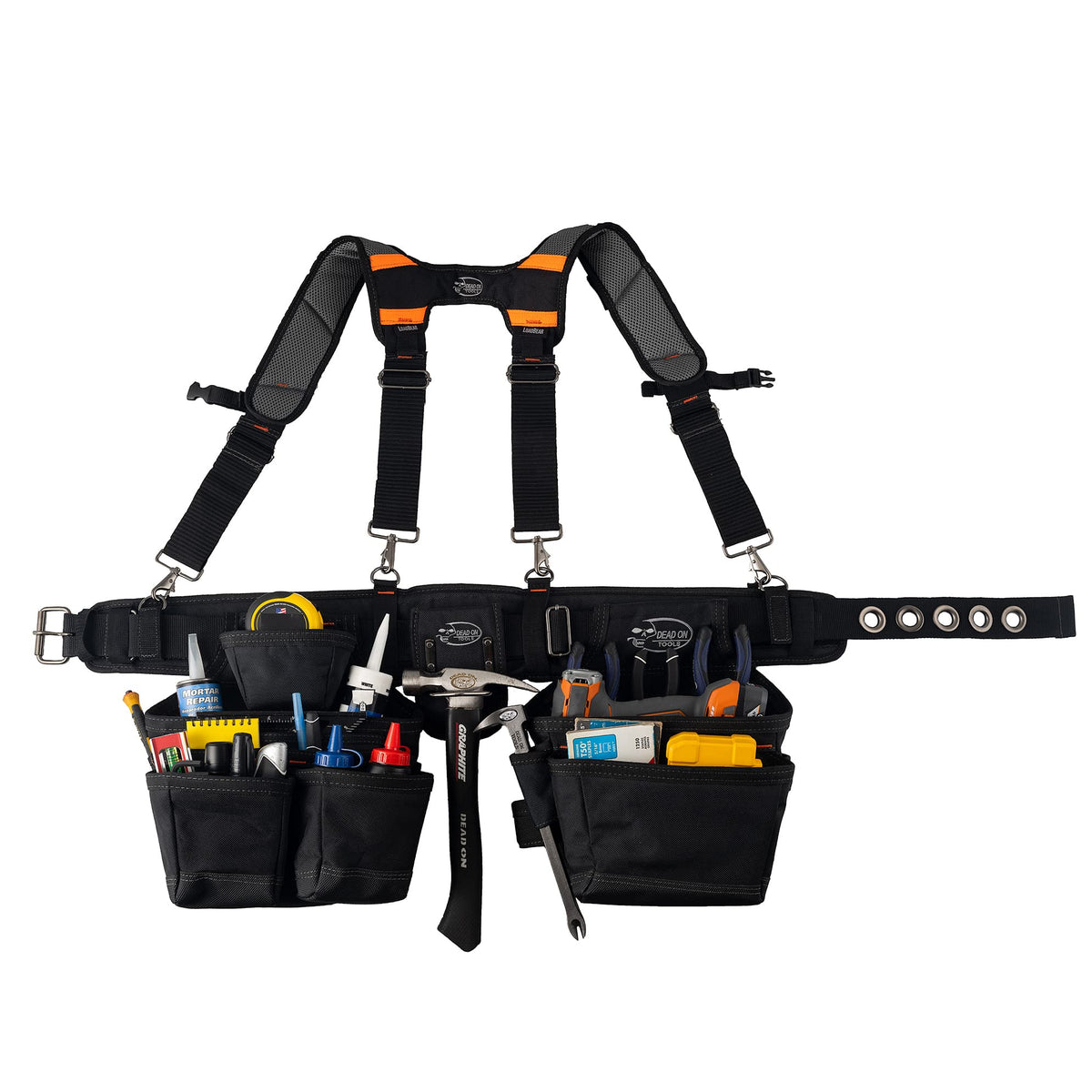 Black 1680 Denier Poly Carpenter’s Tool Belt with Suspenders R87657