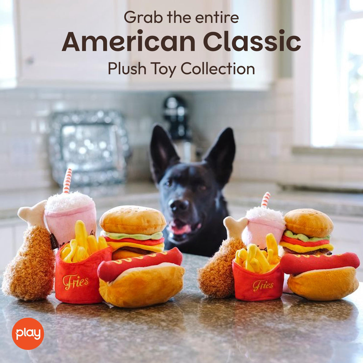 Plush Dog Toys Fast Food Themed Chew Toy Machine Washable Recycled Materials L941