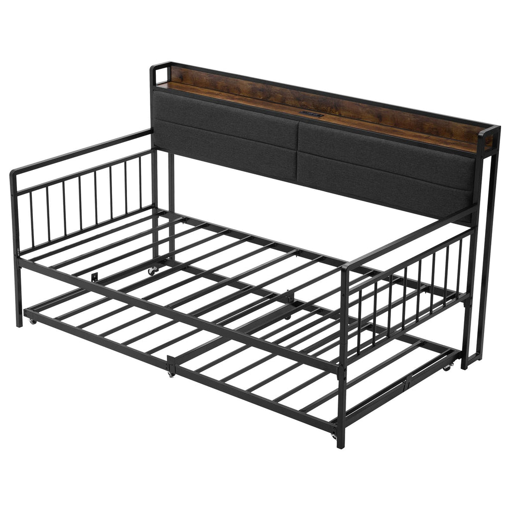 Twin Size Metal Daybed with Trundle I537