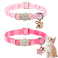 Pink Breakaway Cat Collar with Bell, Bow and Flower Pendant M3595
